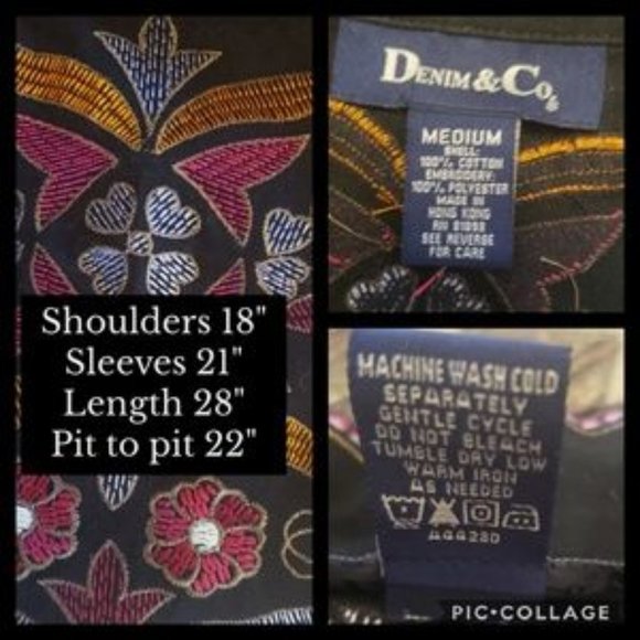 DENIM & CO BLACK EMBROIDERED JACKET M - Picture 8 of 8